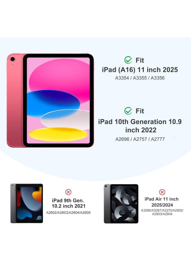 DUSALA iPad (A16) 11th Generation, iPad 10.9 Inch with Pencil Holder, Soft TPU Back Slim Smart Protective Trifold Stand Cover, Auto Wake/Sleep, Pink - Image 2