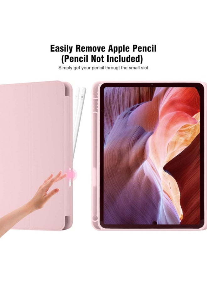 DUSALA iPad (A16) 11th Generation, iPad 10.9 Inch with Pencil Holder, Soft TPU Back Slim Smart Protective Trifold Stand Cover, Auto Wake/Sleep, Pink - Image 3