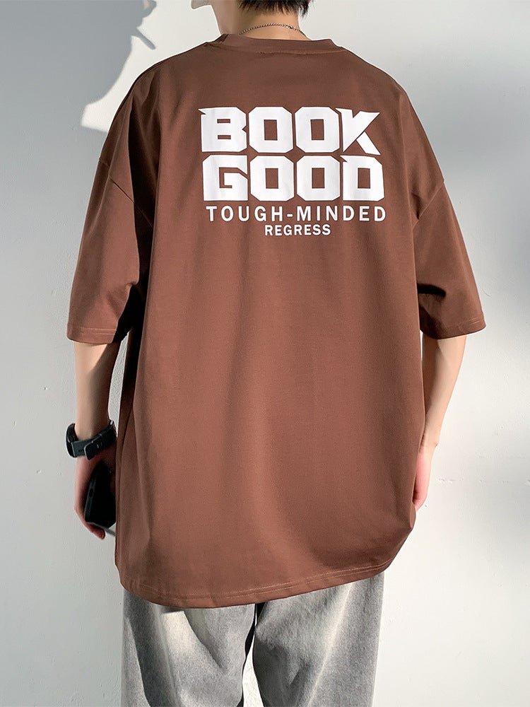 Black 240G Heavy Short Sleeve T-Shirt Men'S Fashion Brand Style Loose Letter Printed Half Sleeve - Image 5
