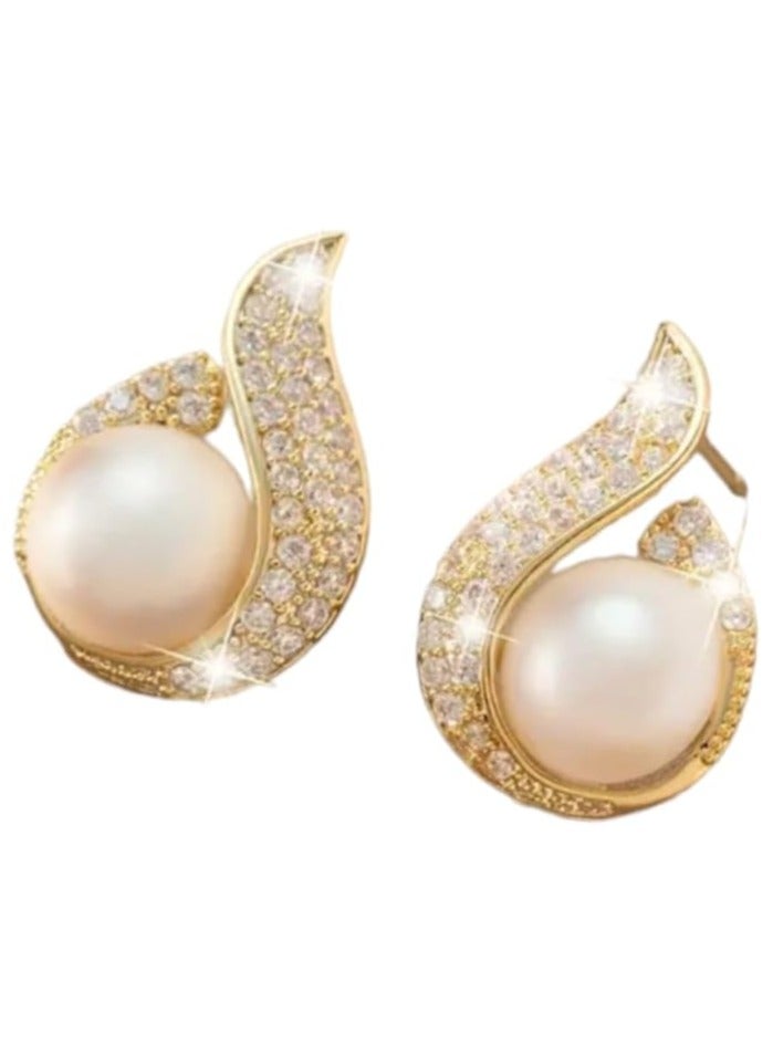 بونكا أقراط بونكا الأنيقة للفتيات والنساء تستحقها كل امرأة  حلق مزين بالؤلؤ وحجر الراين المرصع - Image 1