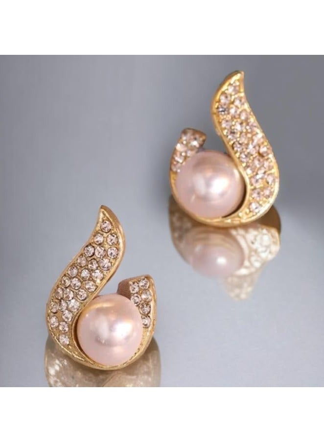 بونكا أقراط بونكا الأنيقة للفتيات والنساء تستحقها كل امرأة  حلق مزين بالؤلؤ وحجر الراين المرصع - Image 2