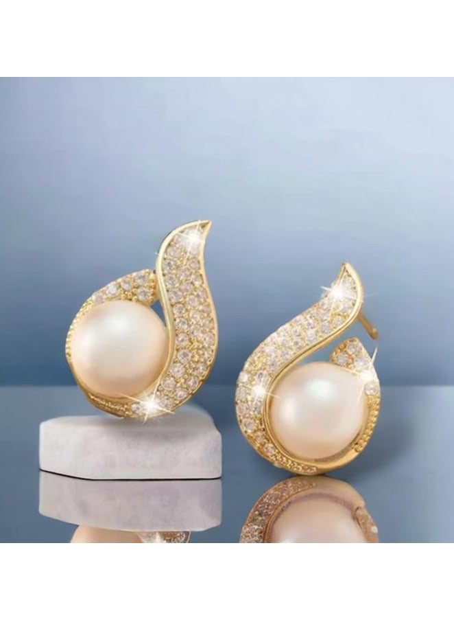 بونكا أقراط بونكا الأنيقة للفتيات والنساء تستحقها كل امرأة  حلق مزين بالؤلؤ وحجر الراين المرصع - Image 4