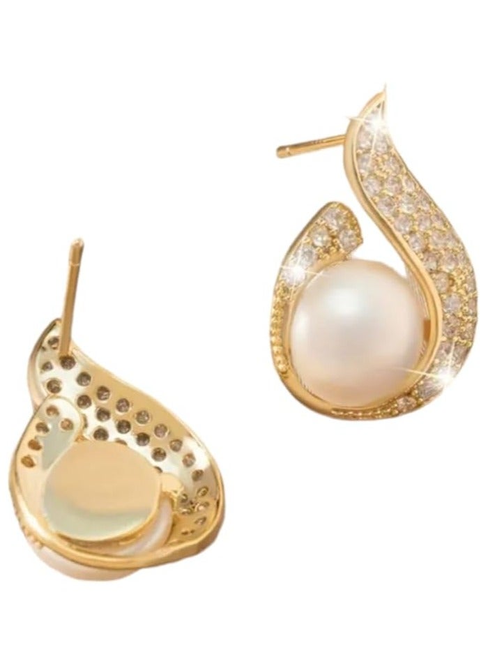 بونكا أقراط بونكا الأنيقة للفتيات والنساء تستحقها كل امرأة  حلق مزين بالؤلؤ وحجر الراين المرصع - Image 3