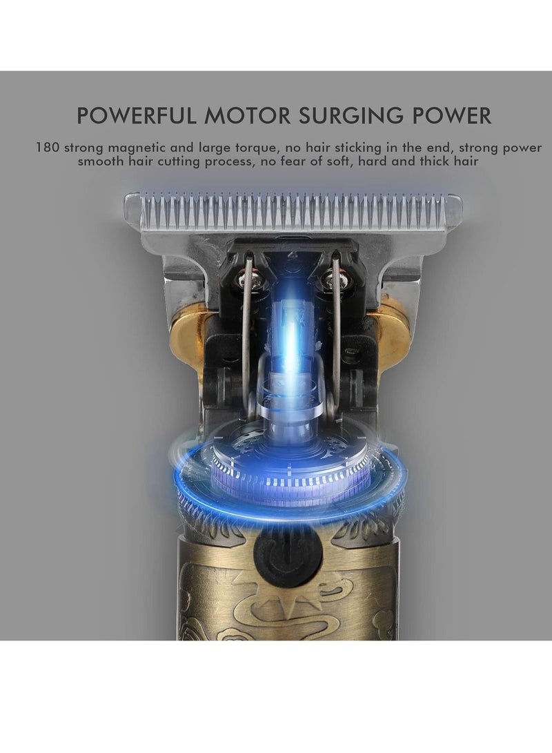 Upgraded Hair Trimmer Beard Clippers for Men Professional USB Electric Hair Clippers Hair Cutting T Blade Gold Trimmers Pro Li Cordless Outliner Zero Gaped Rechargeable Retro Trimmer LED Display - Image 2