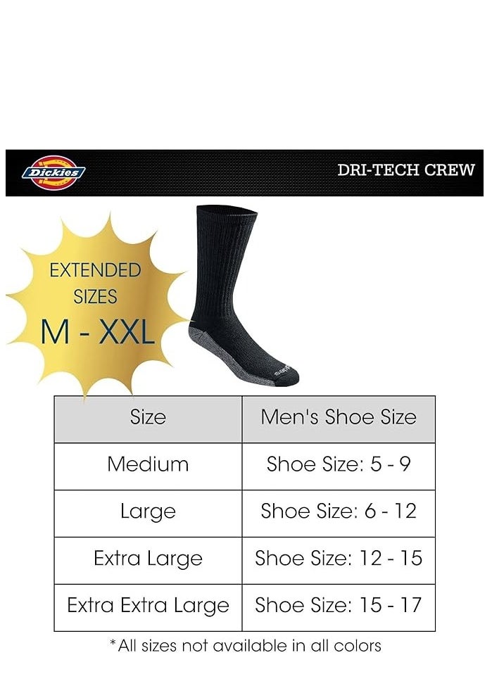 Dickies - Men's dri tech moisture control crew socks white 6 pair large - Image 1