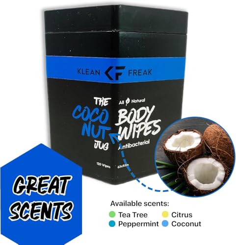 Klean Freak Body Wipes - for Face and Body, No Water, Wipe Away Sweat and Odor, Large Textured, Travel, Gym, Camping and More, 120 Cnt Jug (Coconut) - Image 2
