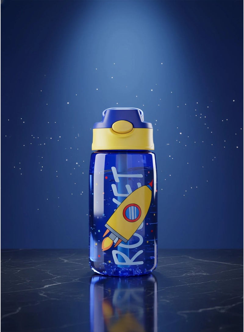 Tm 480ml Kids Drinking Water Bottle with Straw, Leakproof BPA-Free Durable Plastic Bottle, Blue - Image 2