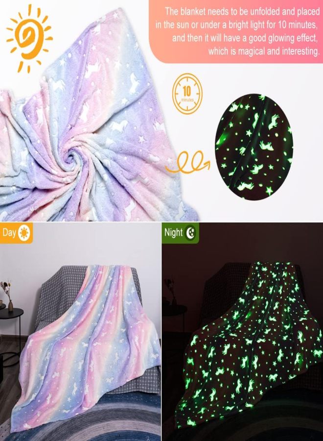 40 x 60 "Pink Luminous Children's Plush Cover Blanket with Star Pony Pattern Soft and Warm - Image 3