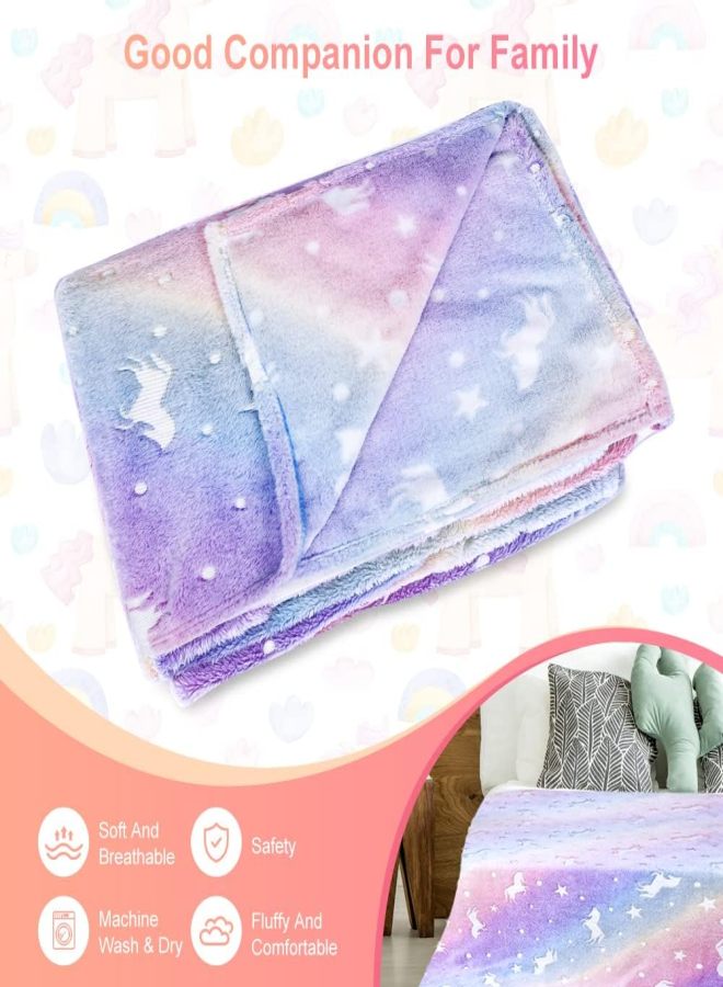 40 x 60 "Pink Luminous Children's Plush Cover Blanket with Star Pony Pattern Soft and Warm - Image 5