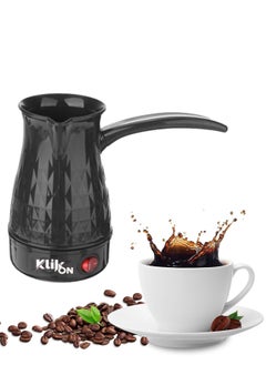 KLIKON Turkish Coffee Maker, 500ML 600W, Greek Turkish Coffee Machine, Stainless Steel Electric Coffee Maker, Stainless Steel Electric Kettle for Tea, Coffee, Home (Black) KTCM-412  - Image 1