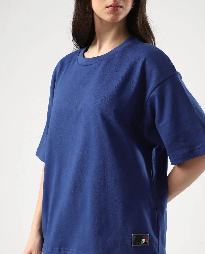 Rareism Women's Back Graphic Print Oversized T-Shirt