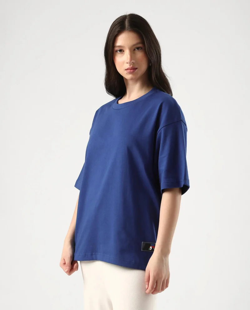 Rareism Women's Back Graphic Print Oversized T-Shirt