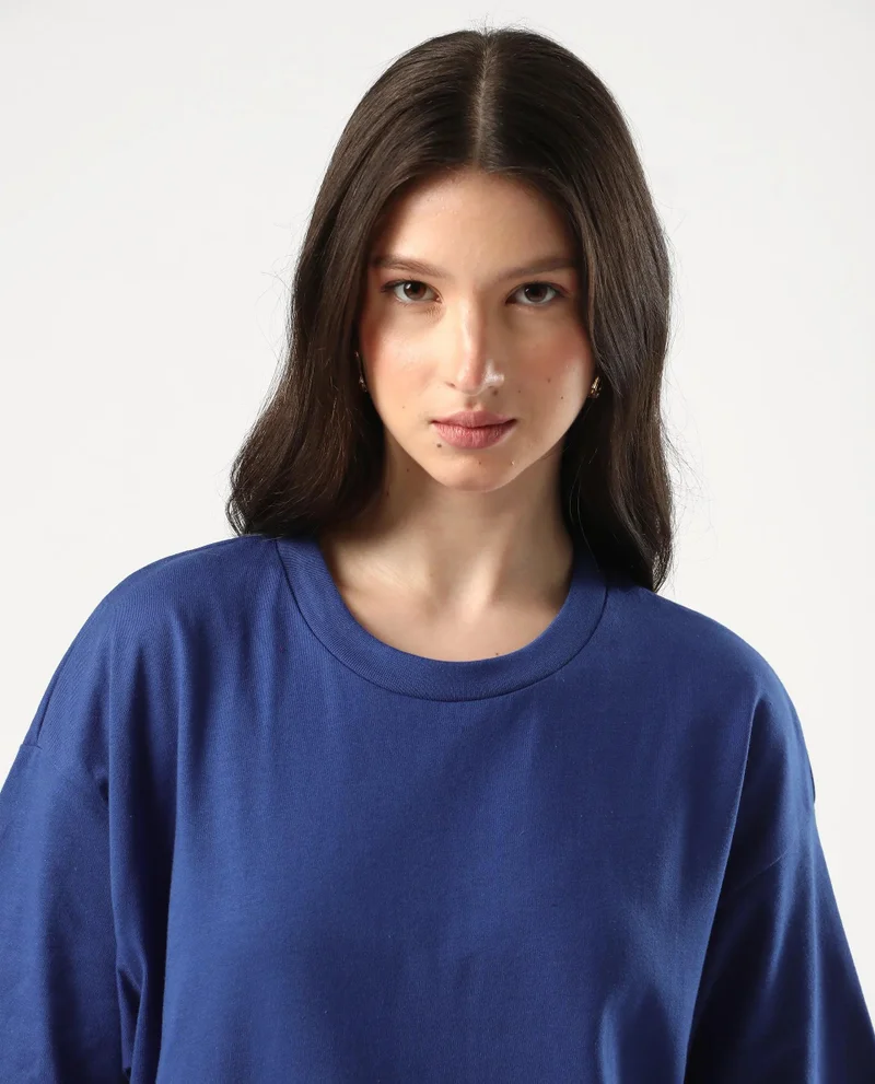Rareism Women's Back Graphic Print Oversized T-Shirt