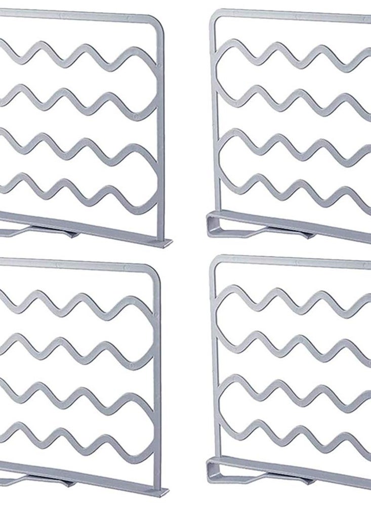 Excefore - Practical Shelf Dividers, 4 Pieces Wardrobe Partition Shelves in Grey, Space-Saving Wardrobe Storage Solution and Towel Rack for Organizing - Image 1