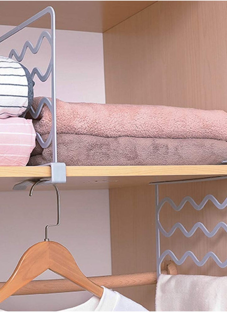 Excefore - Practical Shelf Dividers, 4 Pieces Wardrobe Partition Shelves in Grey, Space-Saving Wardrobe Storage Solution and Towel Rack for Organizing - Image 1