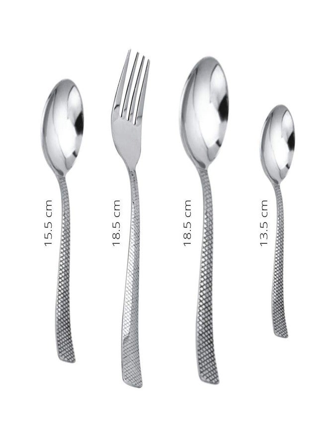 Ansawi Artic Stainless Steel Cutlery Set | Flatware | Set of 25 (Contains: 6 Table Spoons, 6 Forks, 6 Tea Spoons, 6 Master Spoons, 1 Stand), Silver - Image 3
