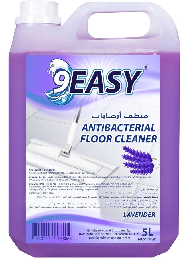 9EASY Antibacterial Floor Cleaner Lavender 5L - Image 1