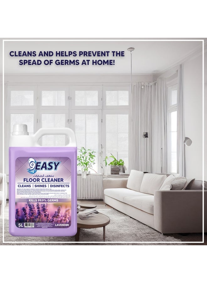 9EASY Antibacterial Floor Cleaner Lavender 5L - Image 3