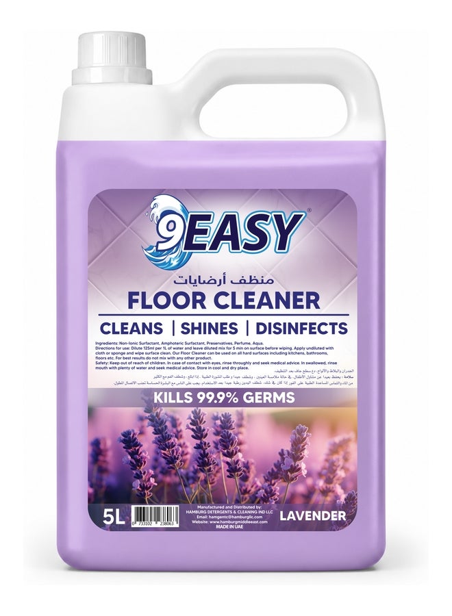 9EASY Antibacterial Floor Cleaner Lavender 5L - Image 1