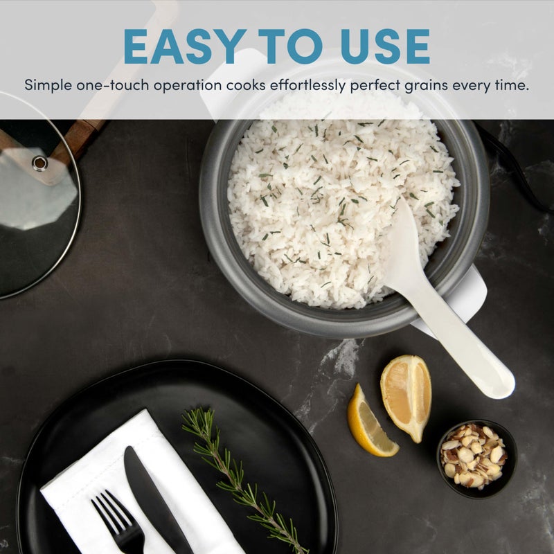 AROMAÂ® Rice Cooker, 3-Cup (Uncooked) / 6-Cup (Cooked), Small Rice Cooker, Oatmeal Cooker, Soup Maker, Auto Keep Warm, 1.5 Qt, White, ARC-363NG - Image 3