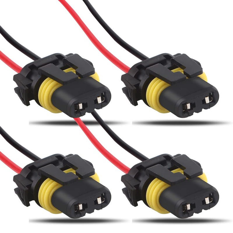 Qasim 9005 9006 HB3 HB4 Female Adapter Wiring Harness Sockets Wire for Headlights Fog Lights Connector Pack of 4