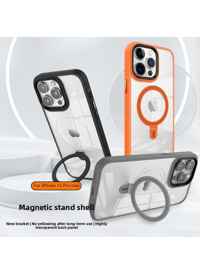 Generic - Applicable For Iphone15 Mobile Phone Shell ROOT GO Blue Shield HD Magnetic Bracket For Iphone 15promax Protective Cover-Color:Blue Shield Magnetic Bracket Dark Purple-Applicable Model:For Iphone14 Pro - Image 1