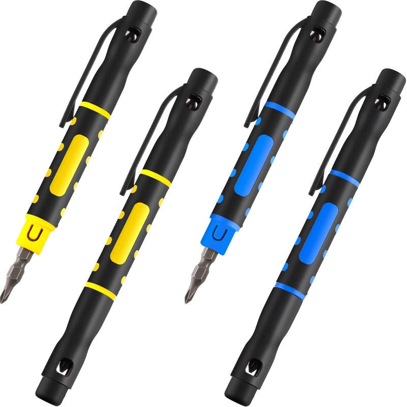 Mudder 4 Pieces Pocket Screwdriver 4 in 1 Multipurpose Portable Crossing Flathead Pen Screwdriver for Repairing - Image 1