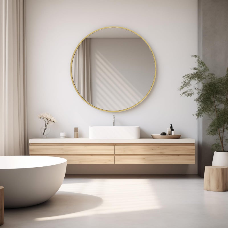 DUMOS Gold Circle Mirror for Wall 30.02 inch, Bathroom Round Mirror for Over Sink, Bathroom, Entryway, Bedroom, Vanity - Image 4