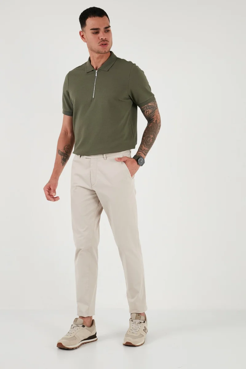 Buratti Cotton Regular Fit Zippered Polo Neck T Shirt Men's Polo Neck T Shirt 5902915