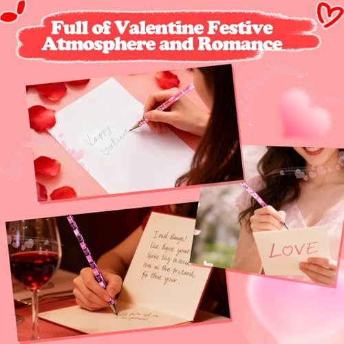 FYXMI 120 Pcs Valentine Pencils Bulk with Erasers, 12 Unique Heart Themed Design for Valentine Goodies Prize Gift Favor Party Supplies - Image 3