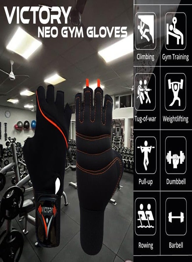 Victory Gym Gloves for Men with Wrist Support Accessories, Gym Gloves for Women for Weightlifting, Gloves for Gym Workout for Training, Exercise, Cycling Gloves, Bike Sports Gloves (Orange) - Image 4