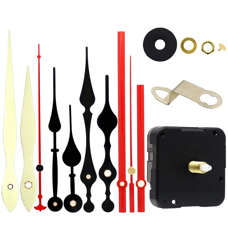 TIKROUND TIKROUND 12888 Quartz DIY Wall Clock Movement Mechanism Repair Parts Replacement Kit Sweep Silent Movement13mm 12 Inch Maximum Dial Thickness 23mm 2932 Inch Total Shaft LengthRed Hand 