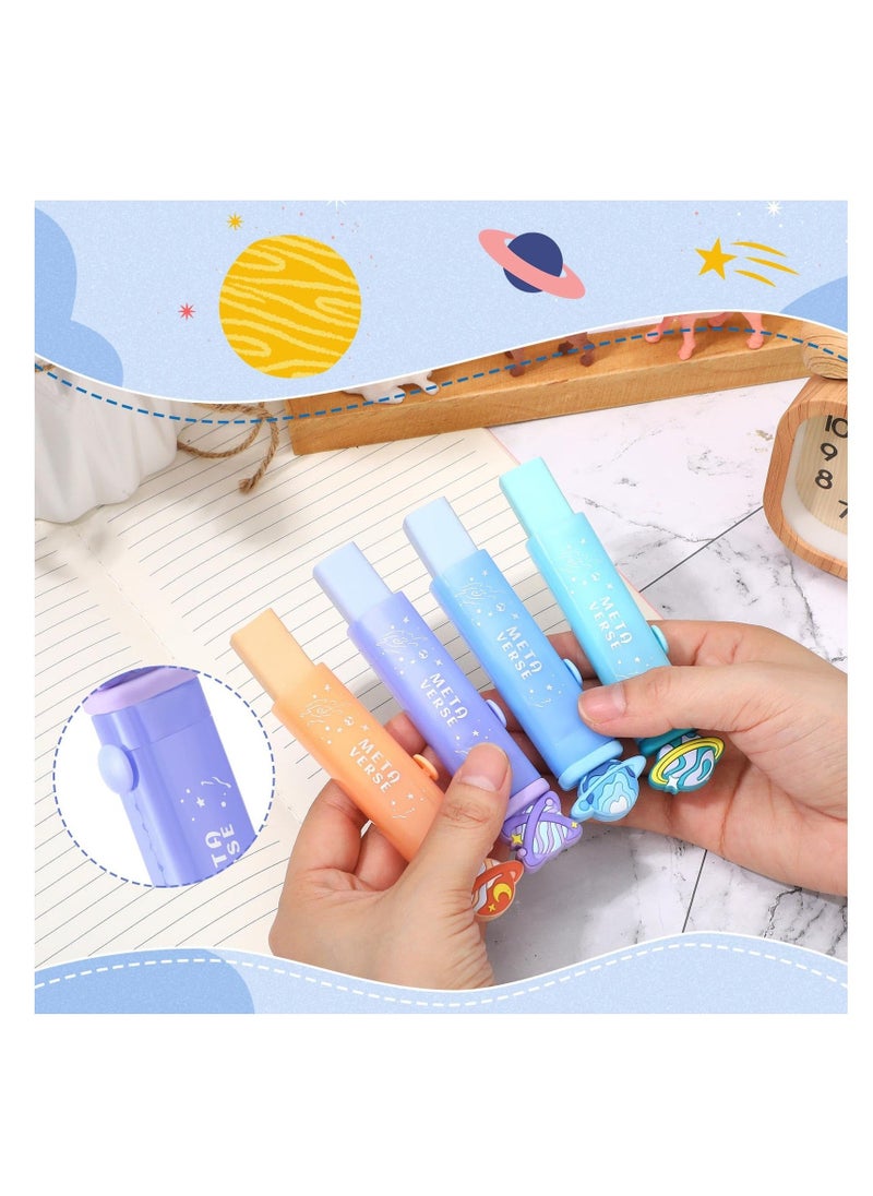Generic 4 Pcs Cute Erasers for Kids, Sliding Retractable Pencil Erasers, Planet Kawaii Push Pull Design, Stationery Supplies for Boys, Girls, Back to School, Office  - Image 3