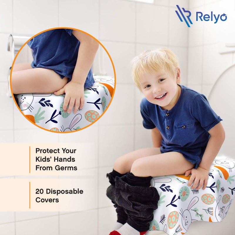 Relyo Toilet Seat Covers Disposable - 20 Pack - Waterproof, Ideal for Kids and Adults – Extra Large, Individually Wrapped for Travel, Toddlers Potty Training in Public Restrooms (Easter Bunny, 20) - Image 4