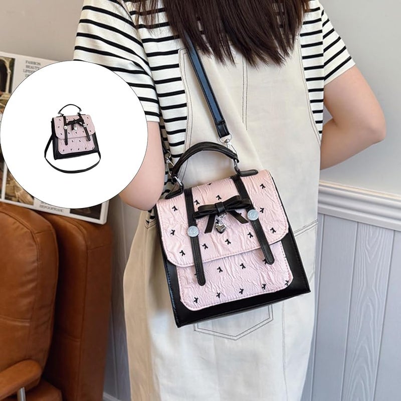 Japanese Inspired Shoulder Bag Backpack With Lace Bow And Convertible Strap Color B - Image 3