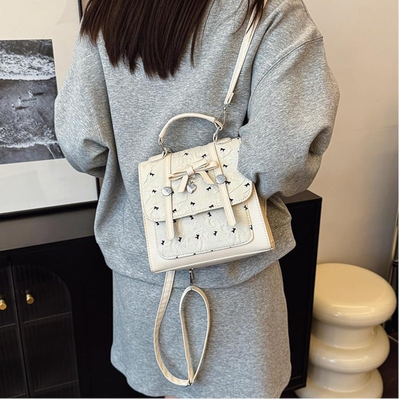 Japanese Inspired Shoulder Bag Backpack With Lace Bow And Convertible Strap Color B - Image 5