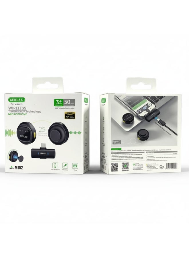 جيرلاكس ميكروفون لاسلكي مغناطيسي M102 مع زر تحكم، سعة بطارية كبيرة، عمر طويل، ميكروفون لاسلكي احترافي للتسجيل والبث والمقابلات - Image 3
