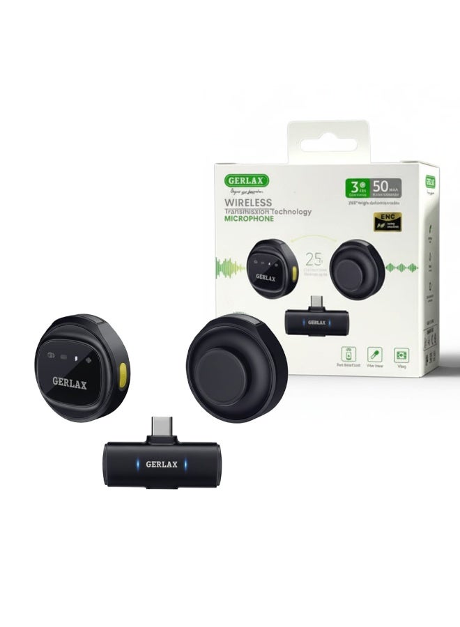 جيرلاكس ميكروفون لاسلكي مغناطيسي M102 مع زر تحكم، سعة بطارية كبيرة، عمر طويل، ميكروفون لاسلكي احترافي للتسجيل والبث والمقابلات - Image 2