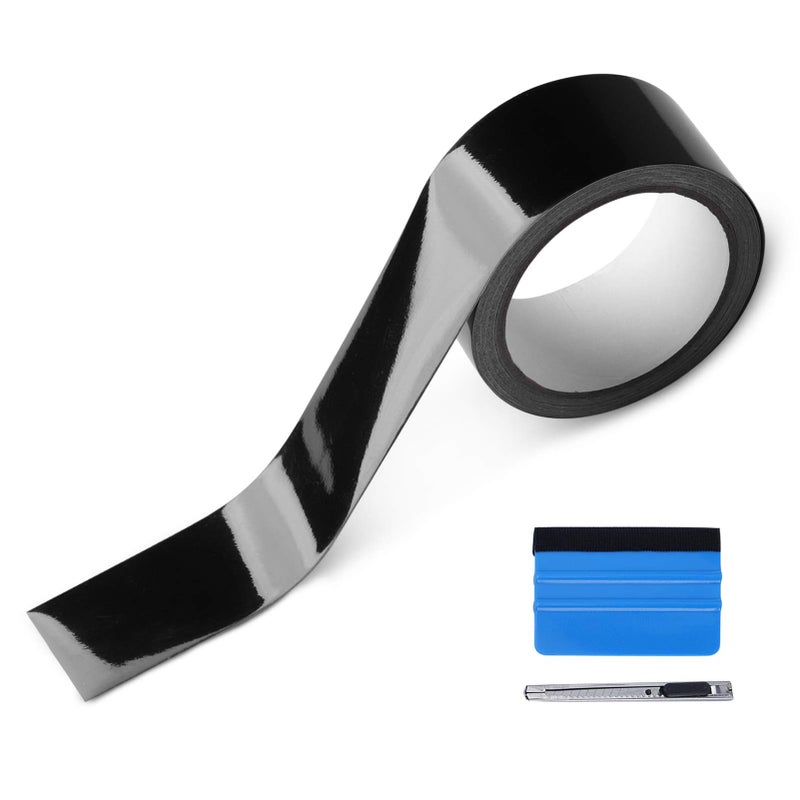 LZLRUN Free Tool Kit High Gloss Vinyl Wrap Kit for Black Out Chrome Delete Window Trim Door Trim 2Inches x 30Feet