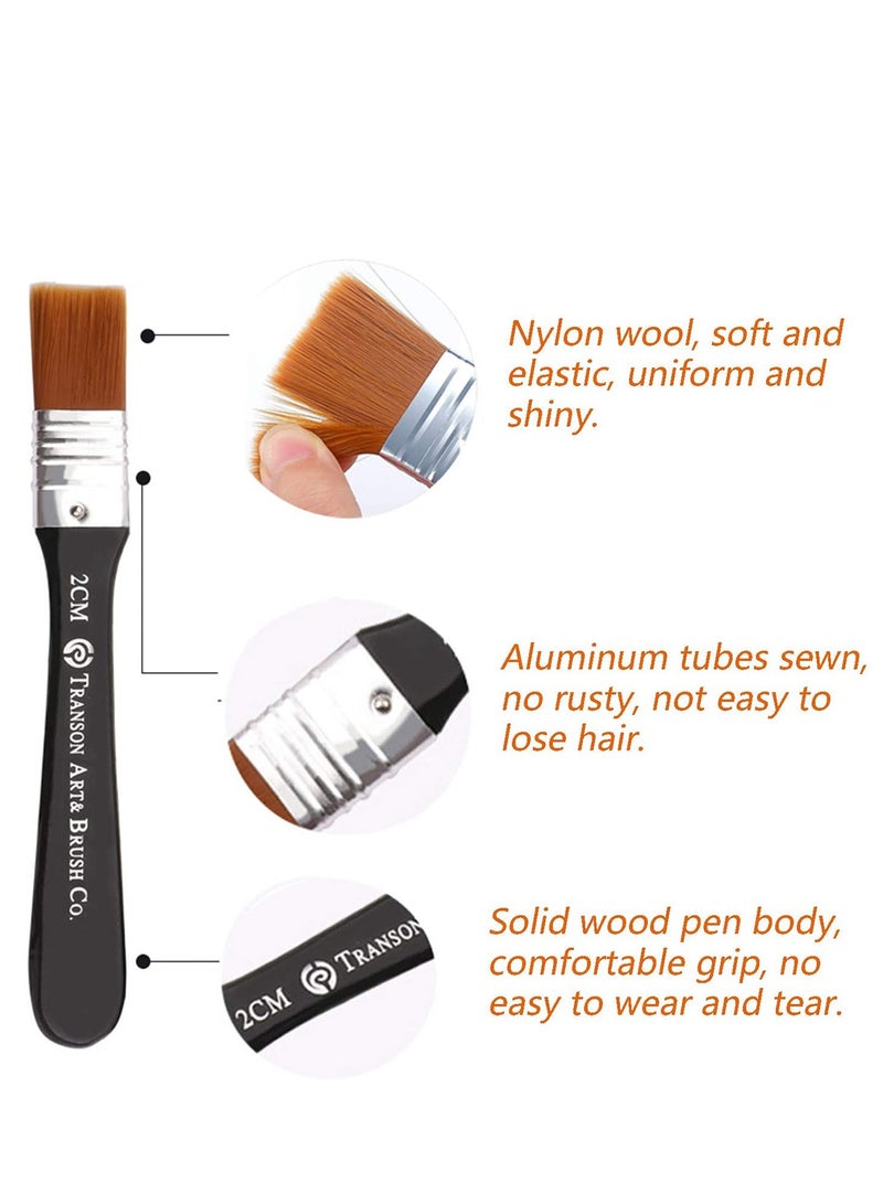 SYOSI Paint Brushes Set, 5 Piece Flat Brush Set, Multi-Purpose Assorted Size Wall Brushes, Flat Paintbrush, Flat Artist Paint Brush for Home Brushes Barbecue Oil Painting and Furniture Paints - Image 3