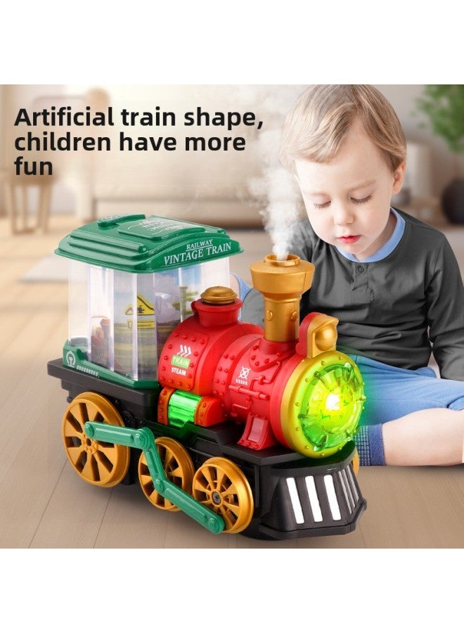 Steam Train Universal Driving Electric Spray Light Sound Simulation Train Model Children's Baby Toys-Color:Steam Train  + Ordinary Battery - Image 2