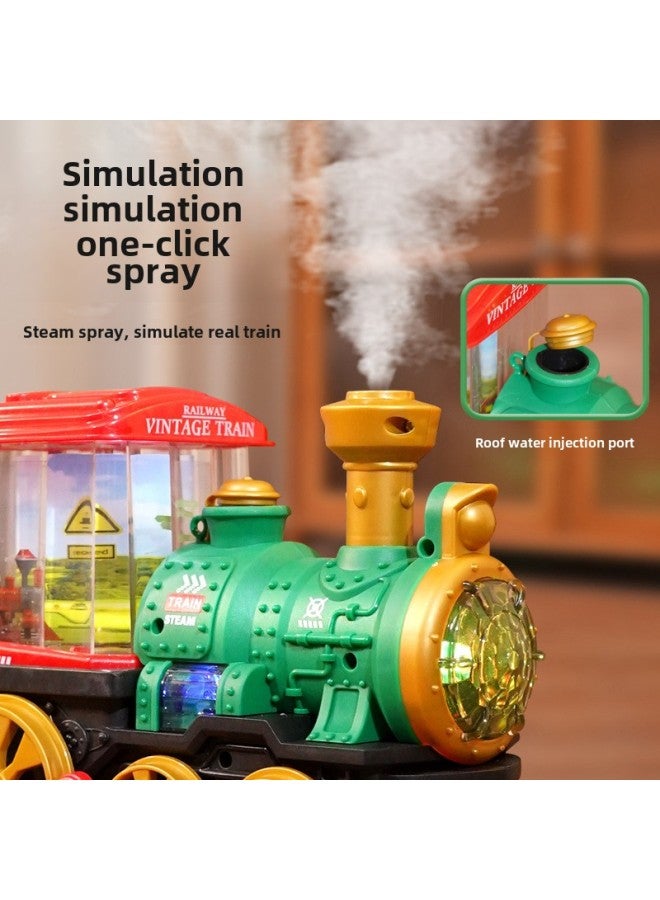 Steam Train Universal Driving Electric Spray Light Sound Simulation Train Model Children's Baby Toys-Color:Steam Train  + Ordinary Battery - Image 4