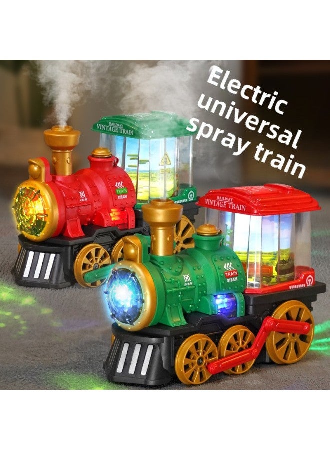 Steam Train Universal Driving Electric Spray Light Sound Simulation Train Model Children's Baby Toys-Color:Steam Train  + Ordinary Battery - Image 3