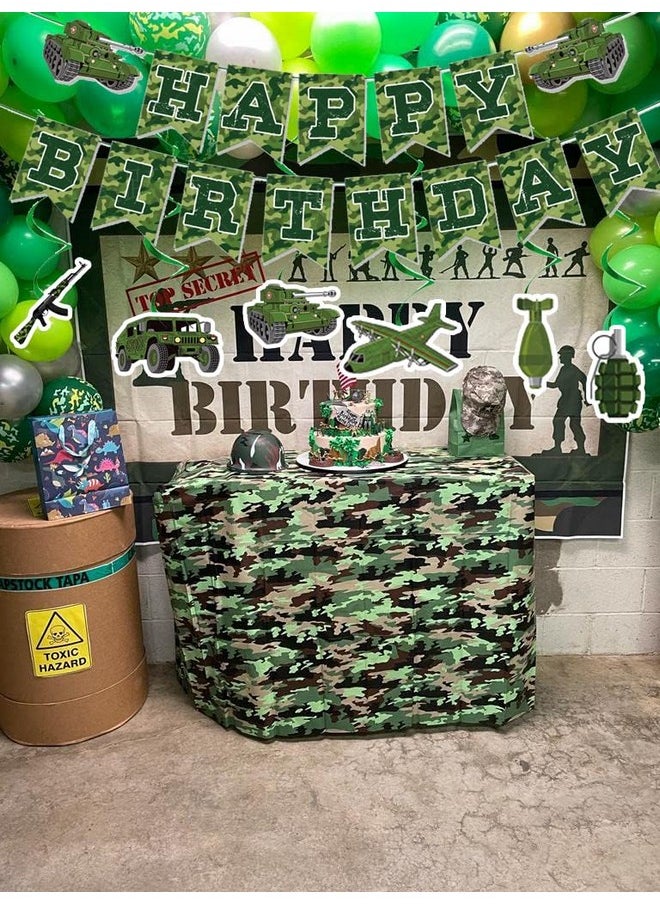 CINRAY - Army Birthday Party Decorations Camouflage Party Decoration Include Camo Happy Birthday Banner And Military Theme Hanging Swirls Decor For Boys Girls Birthday Party Supplies - Image 1