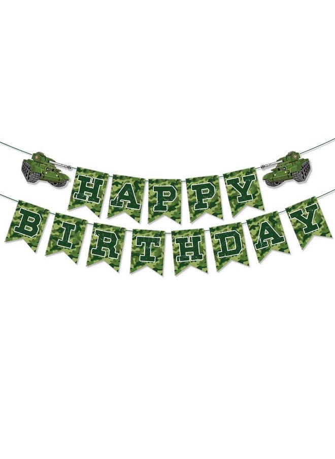 CINRAY - Army Birthday Party Decorations Camouflage Party Decoration Include Camo Happy Birthday Banner And Military Theme Hanging Swirls Decor For Boys Girls Birthday Party Supplies - Image 1
