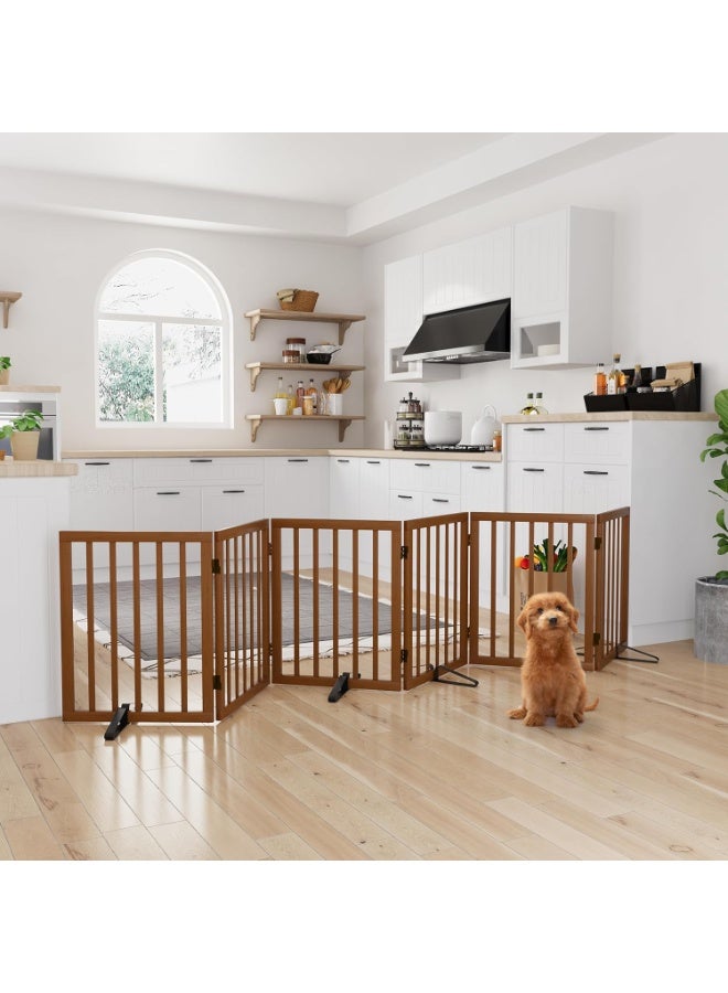 Semiocthome بوابات خشبية للكلاب للمنزل، واسعة جدًا، بوابات مستقلة للحيوانات الأليفة مع حوامل معدنية للمداخل والسلالم، أسوار قابلة للطي للكلاب للاستخدام الداخلي - Image 2