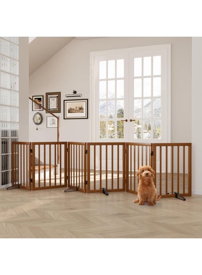 Semiocthome بوابات خشبية للكلاب للمنزل، واسعة جدًا، بوابات مستقلة للحيوانات الأليفة مع حوامل معدنية للمداخل والسلالم، أسوار قابلة للطي للكلاب للاستخدام الداخلي - Image 1