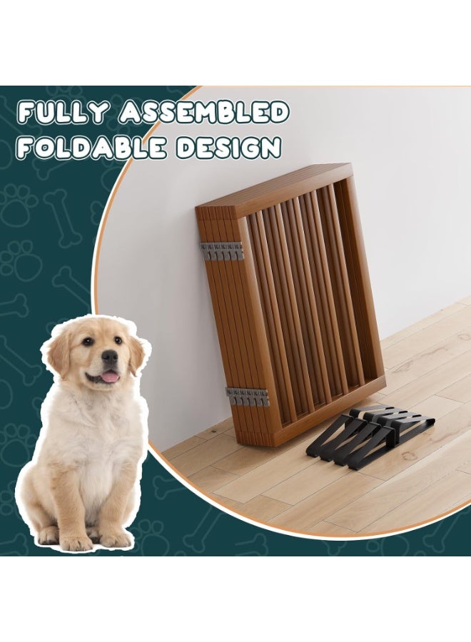 Semiocthome بوابات خشبية للكلاب للمنزل، واسعة جدًا، بوابات مستقلة للحيوانات الأليفة مع حوامل معدنية للمداخل والسلالم، أسوار قابلة للطي للكلاب للاستخدام الداخلي - Image 4