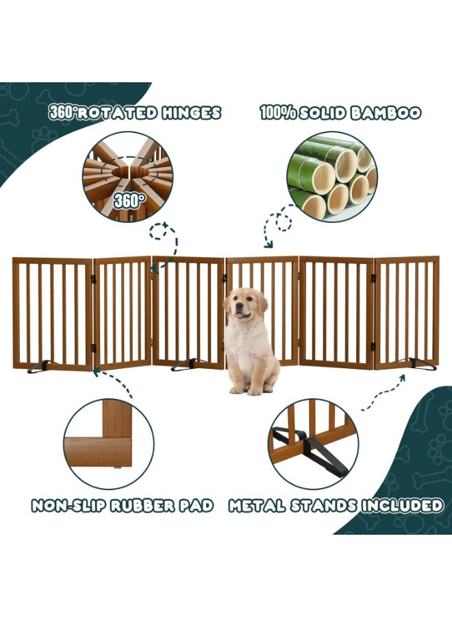 Semiocthome بوابات خشبية للكلاب للمنزل، واسعة جدًا، بوابات مستقلة للحيوانات الأليفة مع حوامل معدنية للمداخل والسلالم، أسوار قابلة للطي للكلاب للاستخدام الداخلي - Image 5