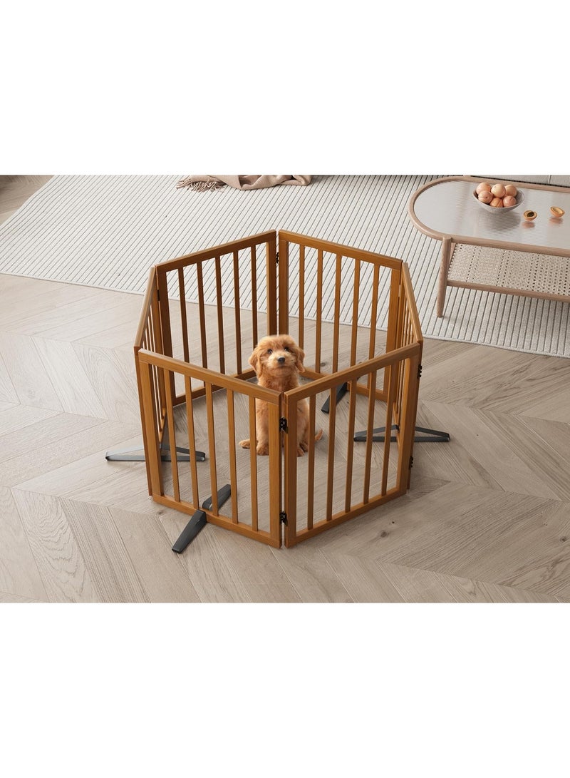 Semiocthome بوابات خشبية للكلاب للمنزل، واسعة جدًا، بوابات مستقلة للحيوانات الأليفة مع حوامل معدنية للمداخل والسلالم، أسوار قابلة للطي للكلاب للاستخدام الداخلي - Image 3